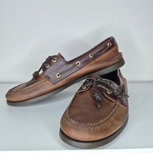 Sperry Mens Brown Leather Boat Shoes Yacht Club‎ Old Money Quiet Luxury EUC 13